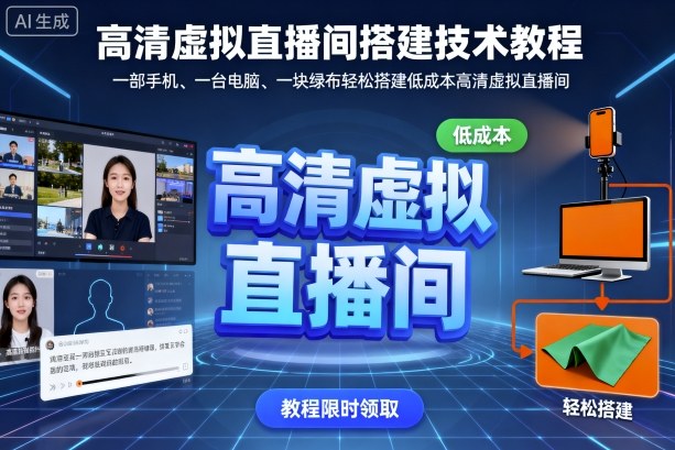 高清虚拟直播间搭建技术教程，一部手机、一台电脑、一块绿布轻松搭建低成本高清虚拟直播间-亿佰盟网