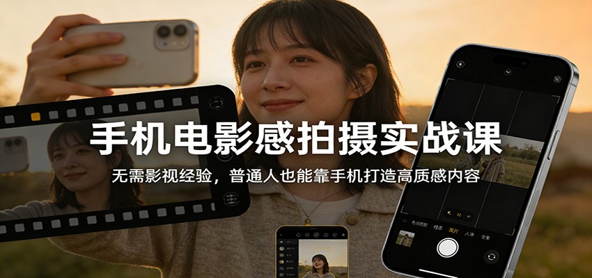 手机电影感拍摄实战课：无需影视经验，普通人也能靠手机打造高质感内容-亿佰盟网