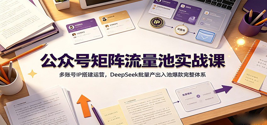公众号矩阵流量池实战课：多账号IP搭建运营，DeepSeek批量产出入池爆款完整体系-亿起创业网-副业兼职月入过万-自媒体、引流推广、网赚项目、短视频、技术教程等创业项目资源