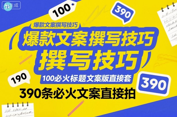 爆款文案撰写技巧，100个必火标题文案模版直接套，390条必火文案直接拍-亿佰盟网