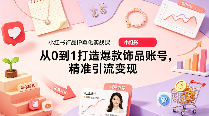 小红书饰品IP孵化实战课｜从0到1打造爆款饰品账号，精准引流变现-亿起创业网-副业兼职月入过万-自媒体、引流推广、网赚项目、短视频、技术教程等创业项目资源