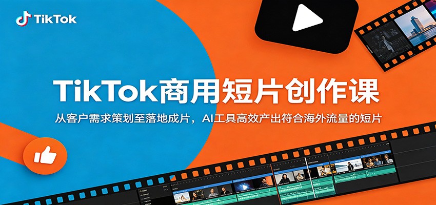 TikTok商用短片创作课：从客户需求策划至落地成片，AI工具高效产出符合海外流量的短片-亿起创业网-副业兼职月入过万-自媒体、引流推广、网赚项目、短视频、技术教程等创业项目资源