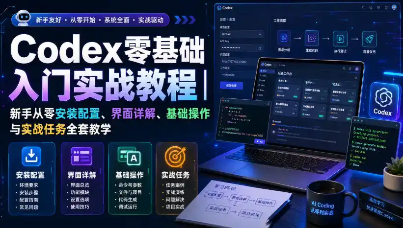 Codex零基础入门实战教程｜新手从零安装配置、界面详解、基础操作与实战任务全套教学-亿起创业网-副业兼职月入过万-自媒体、引流推广、网赚项目、短视频、技术教程等创业项目资源
