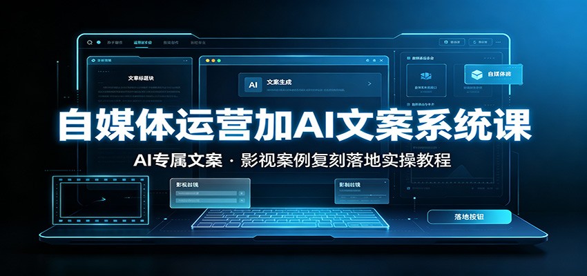 自媒体运营加AI文案系统课：：AI专属文案，影视案例复刻落地实操教程-亿起创业网-副业兼职月入过万-自媒体、引流推广、网赚项目、短视频、技术教程等创业项目资源