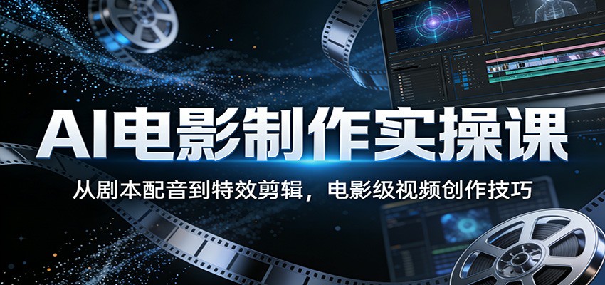 AI电影制作实操课：从剧本配音到特效剪辑，电影级视频创作技巧-亿佰盟网