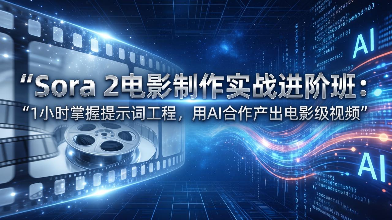 Sora 2电影制作实战进阶班：1小时掌握提示词工程，用AI合作产出电影级视频-亿佰盟网