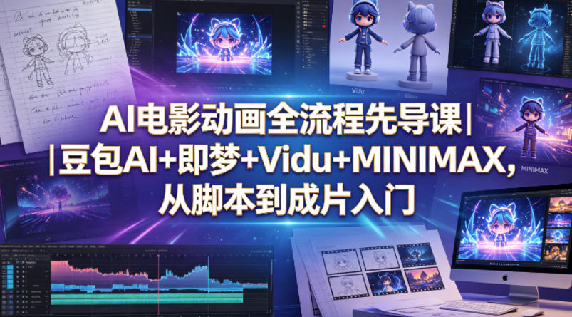 AI电影动画全流程先导课｜豆包AI+即梦+Vidu+MINIMAX，从脚本到成片入门-亿起创业网-副业兼职月入过万-自媒体、引流推广、网赚项目、短视频、技术教程等创业项目资源