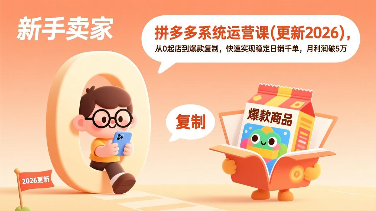 拼多多系统运营课(更新4月-亿起创业网-副业兼职月入过万-自媒体、引流推广、网赚项目、短视频、技术教程等创业项目资源