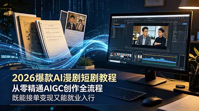 2026 爆款 AI 漫剧短剧教程 从零精通 AIGC 创作全流程 既能接单变现又能就业入行-亿起创业网-副业兼职月入过万-自媒体、引流推广、网赚项目、短视频、技术教程等创业项目资源