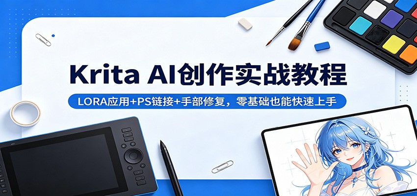 Krita AI创作实战教程：LORA应用+PS链接+手部修复，零基础也能快速上手-亿起创业网-副业兼职月入过万-自媒体、引流推广、网赚项目、短视频、技术教程等创业项目资源