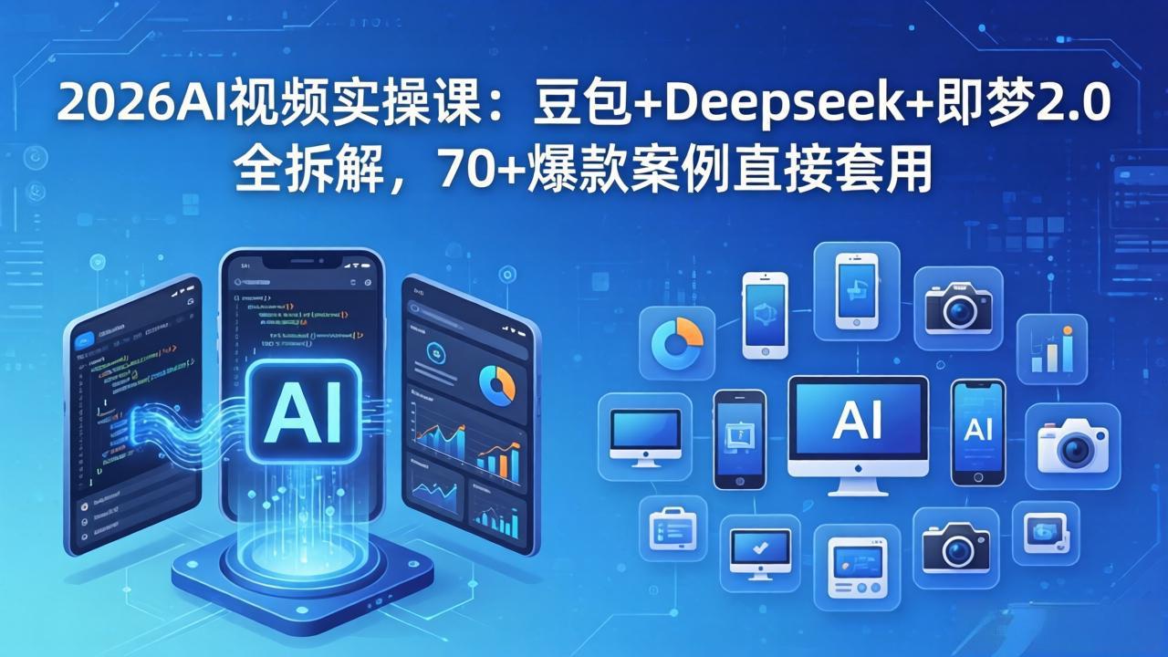 2026AI视频实操课：豆包+Deepseek+即梦2.0全拆解，70+爆款案例直接套用-亿起创业网-副业兼职月入过万-自媒体、引流推广、网赚项目、短视频、技术教程等创业项目资源