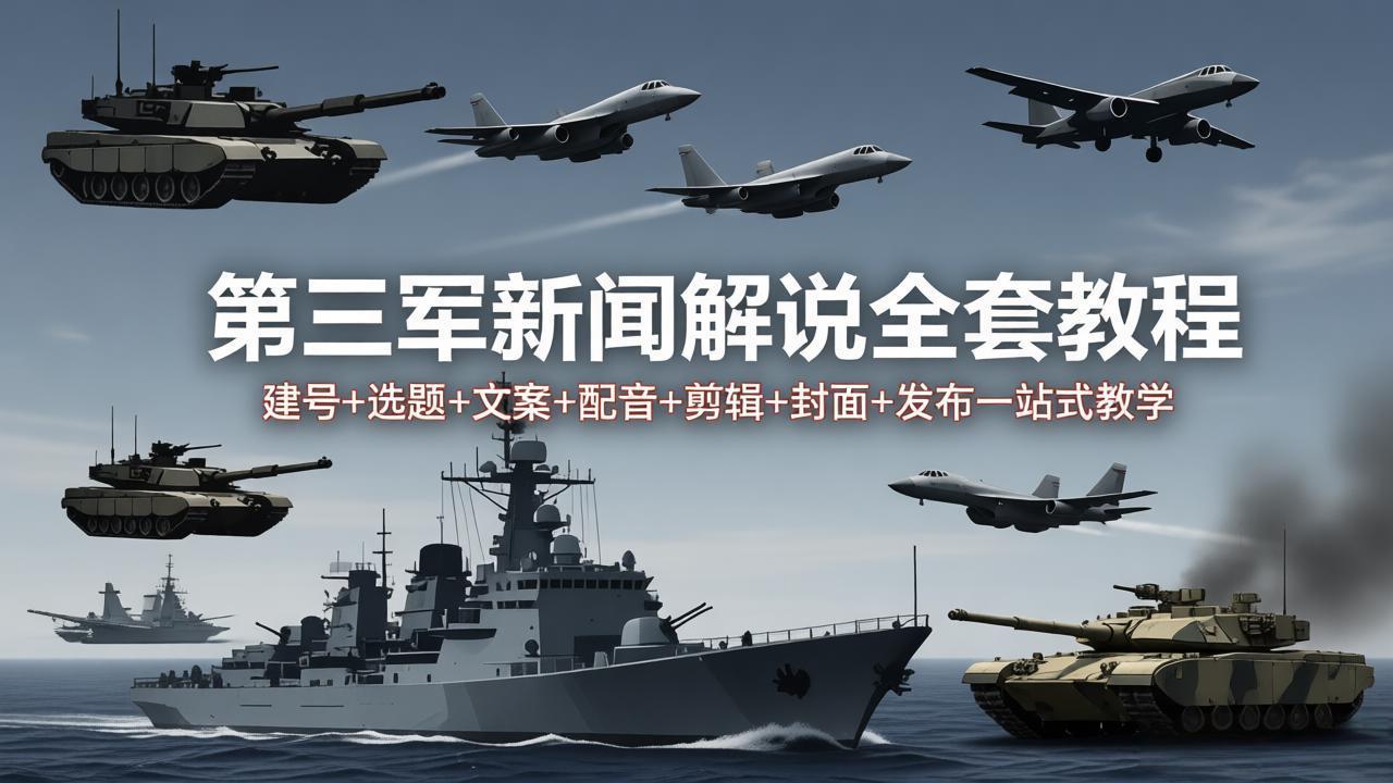 第三军迷新闻解说全套教程：建号+选题+文案+配音+剪辑+封面+发布一站式教学-亿起创业网-副业兼职月入过万-自媒体、引流推广、网赚项目、短视频、技术教程等创业项目资源