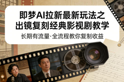即梦AI拉新最新玩法之出镜复刻经典影视剧教学，长期有流量，全流程教你复制收益-亿起创业网-副业兼职月入过万
