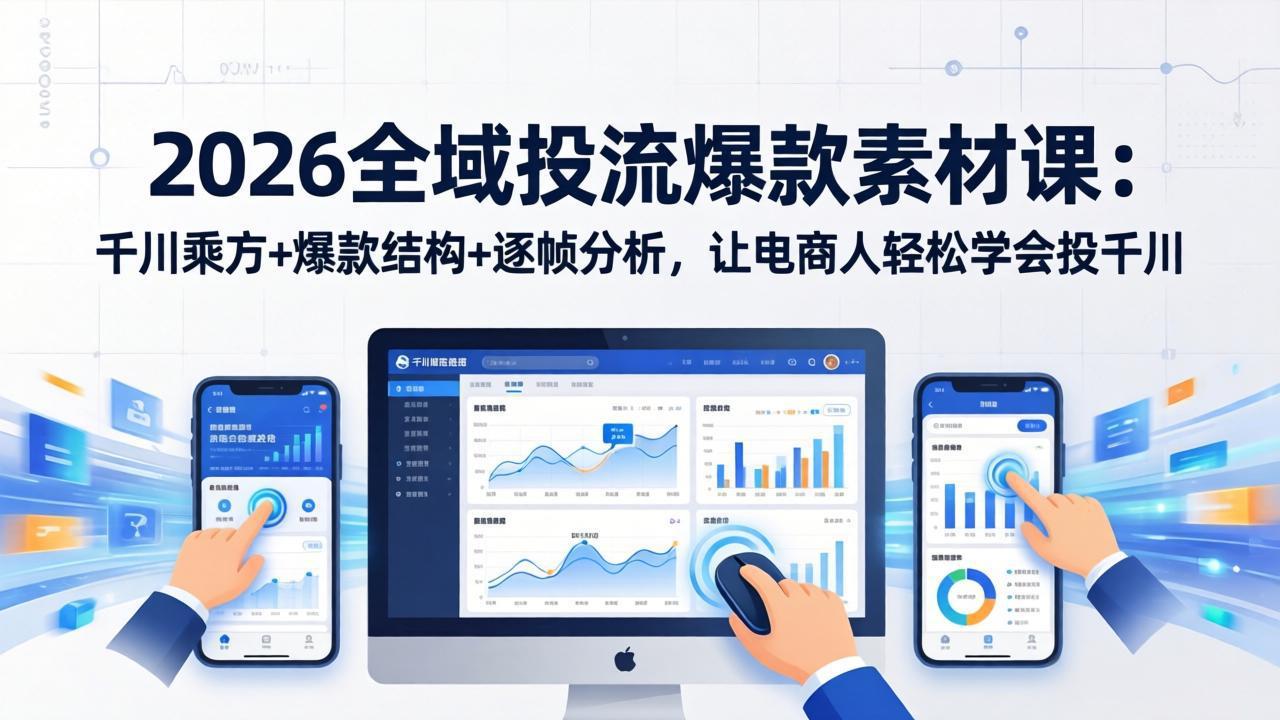 2026全域投流爆款素材课：千川乘方+爆款结构+逐帧分析，让电商人轻松学会投千川-亿佰盟网
