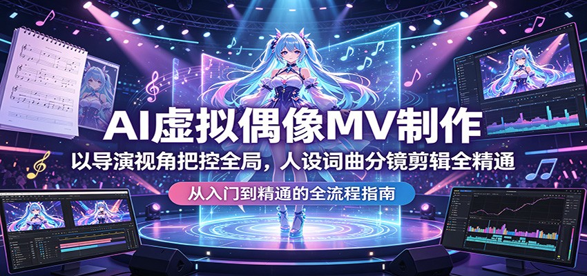 AI虚拟偶像MV制作：以导演视角把控全局，人设词曲分镜剪辑全精通-亿起创业网-副业兼职月入过万-自媒体、引流推广、网赚项目、短视频、技术教程等创业项目资源