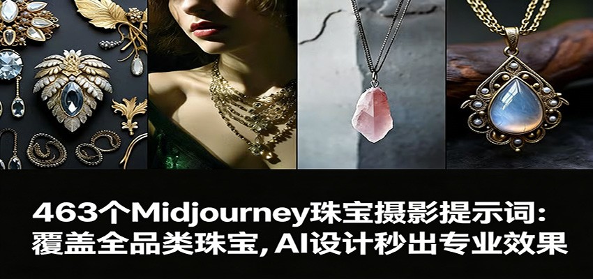 463个Midjourney珠宝摄影提示词：覆盖全品类珠宝，AI设计秒出专业效果-亿佰盟网