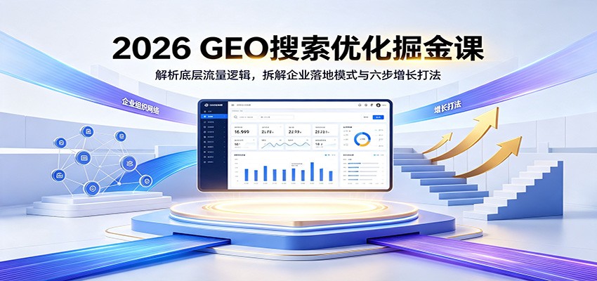 2026 GEO搜索优化掘金课：解析底层流量逻辑，拆解企业落地模式与六步增长打法-亿起创业网-副业兼职月入过万-自媒体、引流推广、网赚项目、短视频、技术教程等创业项目资源