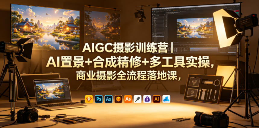 AIGC摄影训练营｜AI置景+合成精修+多工具实操，商业摄影全流程落地课-亿起创业网-副业兼职月入过万-自媒体、引流推广、网赚项目、短视频、技术教程等创业项目资源