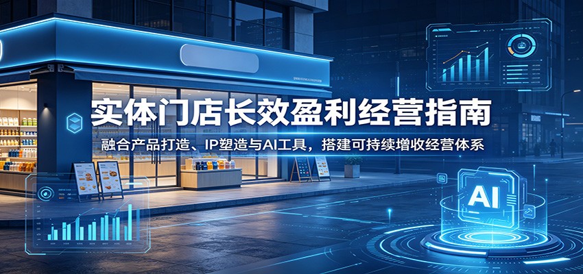 实体门店长效盈利经营指南：融合产品打造、IP塑造与AI工具，搭建可持续增收经营体系-亿起创业网-副业兼职月入过万-自媒体、引流推广、网赚项目、短视频、技术教程等创业项目资源