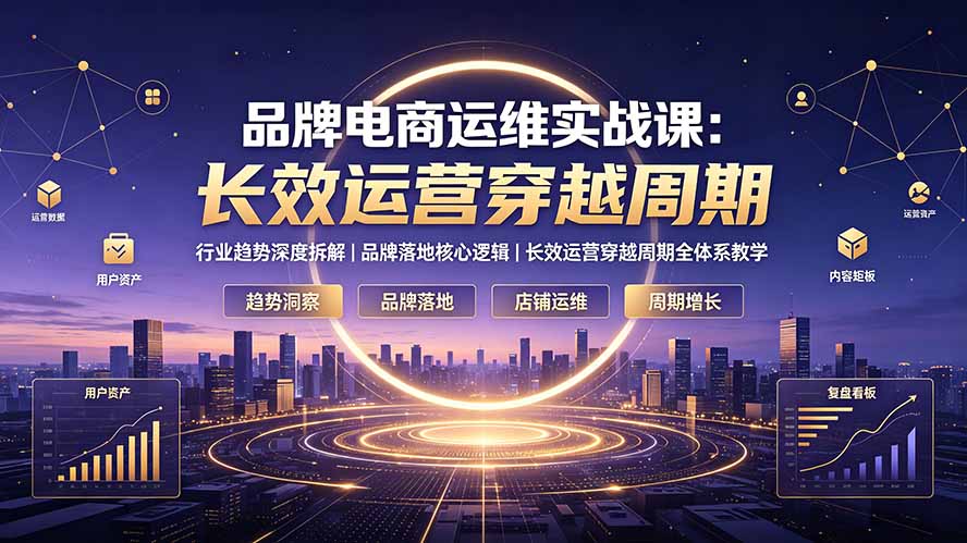 品牌电商运维实战课：行业趋势深度拆解｜品牌落地核心逻辑｜长效运营穿越周期全体系教学-亿起创业网-副业兼职月入过万-自媒体、引流推广、网赚项目、短视频、技术教程等创业项目资源