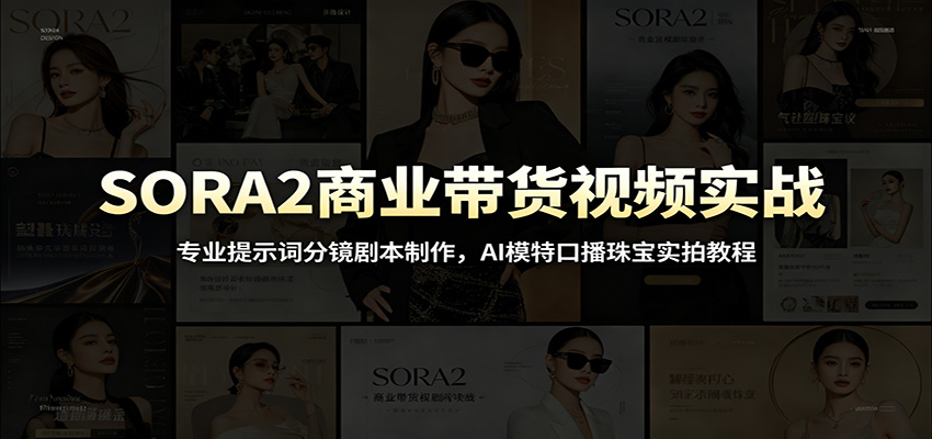 SORA2商业带货视频实战：专业提示词分镜剧本制作，AI模特口播珠宝实拍教程-亿起创业网-副业兼职月入过万-自媒体、引流推广、网赚项目、短视频、技术教程等创业项目资源