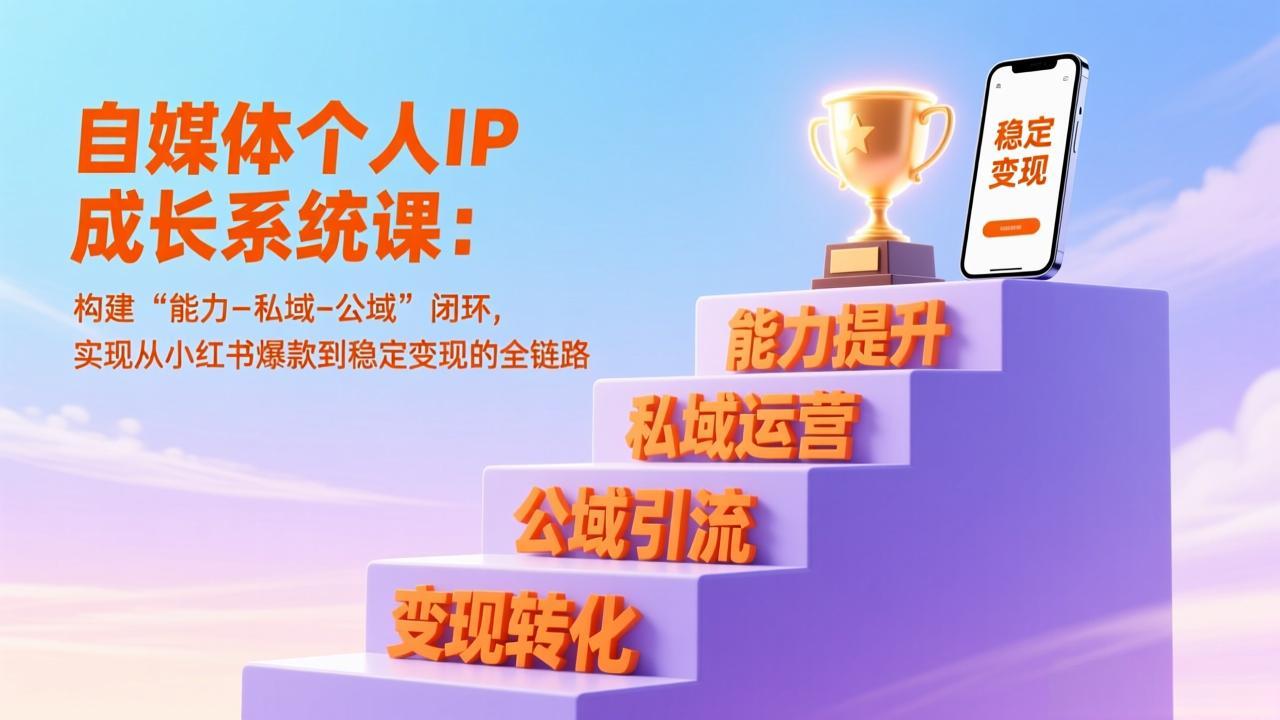 自媒体个人IP成长系统课：构建“能力-私域-公域”闭环，实现从小红书爆款到稳定变现的全链路-亿佰盟网