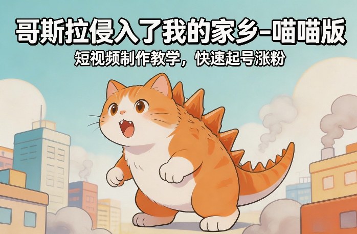 哥斯拉侵入了我的家乡–喵喵版短视频制作教学，快速起号涨粉-亿佰盟网