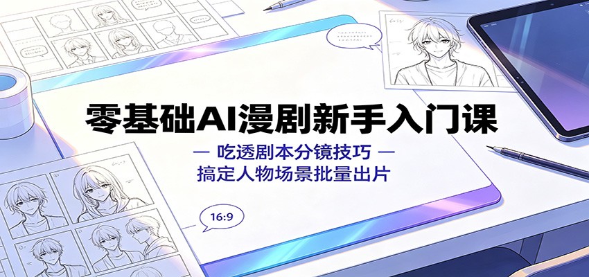 零基础AI漫剧新手入门课：吃透剧本分镜技巧，搞定人物场景批量出片-亿起创业网-副业兼职月入过万-自媒体、引流推广、网赚项目、短视频、技术教程等创业项目资源
