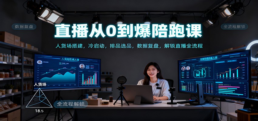 直播从0到爆陪跑课：人货场搭建，冷启动，排品选品，数据复盘，解锁直播全流程-亿佰盟网