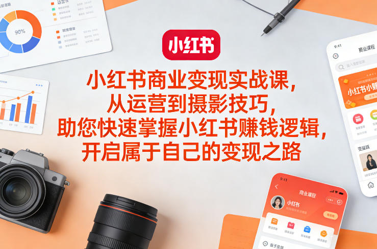 小红书商业变现实战课，从运营到摄影技巧，助您快速掌握小红书賺钱逻辑，开启属于自己的变现之路-亿佰盟网