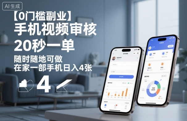 【0门槛副业】手机视频审核,20秒一单,随时随地可做,在家一部手机日入4张【揭秘】-亿佰盟网