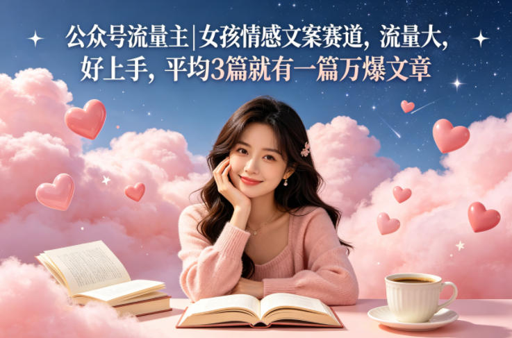 公众号流量主女孩情感文案赛道，流量大，好上手，平均3篇就有一篇万爆文章-亿起创业网-副业兼职月入过万-自媒体、引流推广、网赚项目、短视频、技术教程等创业项目资源