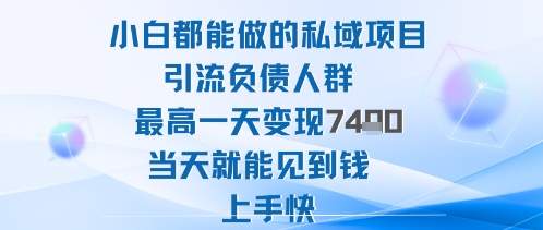 2025年小白都能做的私域项目引流负债人群最高一天变现1k+高变现难度低当天就能见到钱上手快-亿佰盟网
