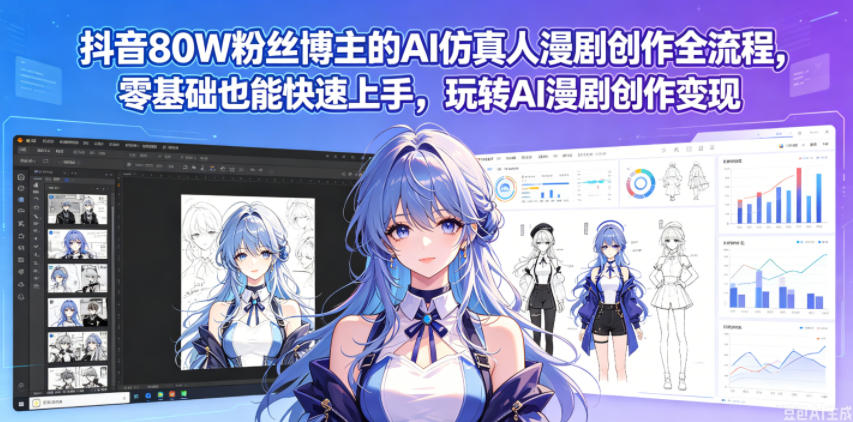抖音80W粉丝博主的AI仿真人漫剧创作全流程，零基础也能快速上手，玩转AI漫剧创作变现-亿起创业网-副业兼职月入过万-自媒体、引流推广、网赚项目、短视频、技术教程等创业项目资源