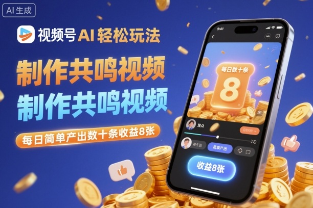 视频号AI轻松玩法,制作共鸣视频,每日简单产出数十条收益8张-亿佰盟网