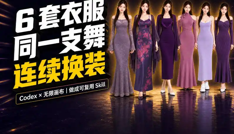 同一支舞，6套衣服按顺序切换：我把服装换装视频做成了一个Skill-亿起创业网-副业兼职月入过万-自媒体、引流推广、网赚项目、短视频、技术教程等创业项目资源