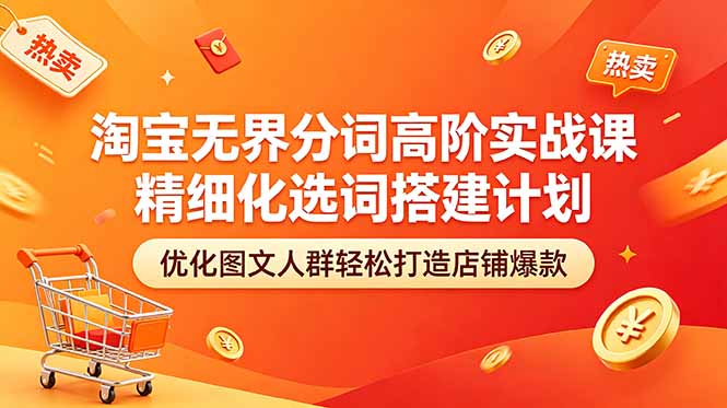 淘宝无界分词高阶实战课 精细化选词搭建计划 优化图文人群轻松打造店铺爆款-亿起创业网-副业兼职月入过万-自媒体、引流推广、网赚项目、短视频、技术教程等创业项目资源
