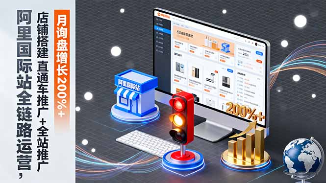 阿里国际站全链路运营,店铺搭建+直通车推广+全站推广,月询盘增长200%+-亿佰盟网