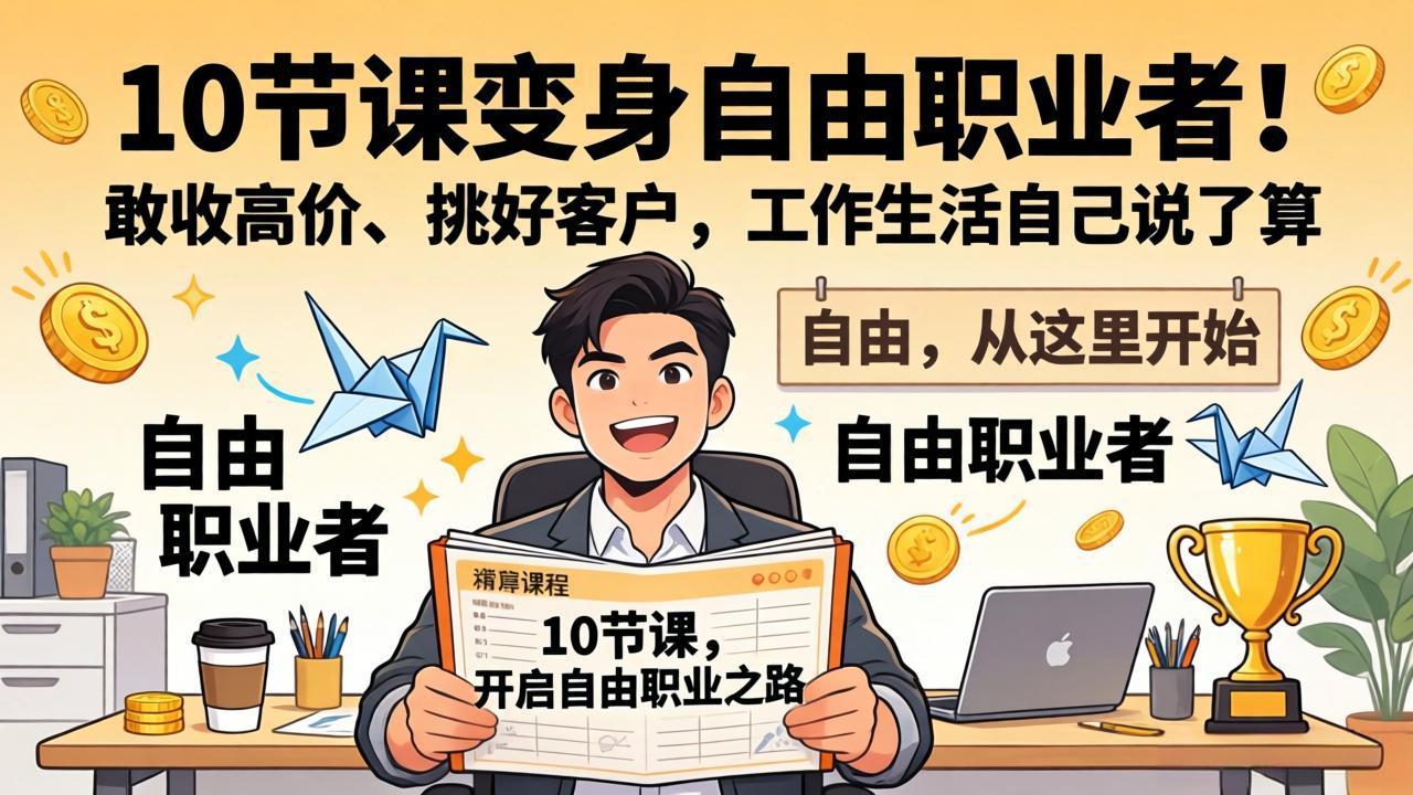 10 节课变身自由职业者！敢收高价、挑好客户，工作生活自己说了算-亿佰盟网