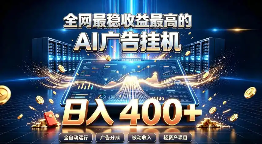 全网最稳收益最高的AI智能广告挂G项目，日入400+，真正的躺賺项目【揭秘】-亿起创业网-副业兼职月入过万-自媒体、引流推广、网赚项目、短视频、技术教程等创业项目资源