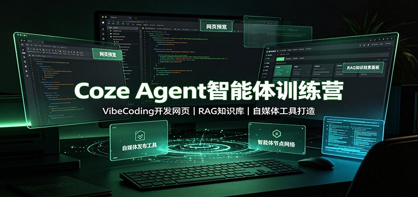 Coze Agent智能体训练营：VibeCoding开发网页，RAG知识库，自媒体工具打造-亿起创业网-副业兼职月入过万-自媒体、引流推广、网赚项目、短视频、技术教程等创业项目资源