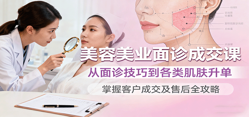 美容美业面诊成交课，从面诊技巧到各类肌肤升单，掌握客户成交及售后全攻略-亿佰盟网