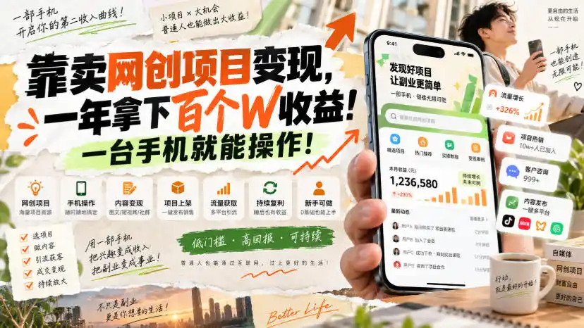 网创小程序虚拟资料变现，一年拿下百万收益，一部手机就可以做，0成本变现副业！-亿起创业网-副业兼职月入过万-自媒体、引流推广、网赚项目、短视频、技术教程等创业项目资源