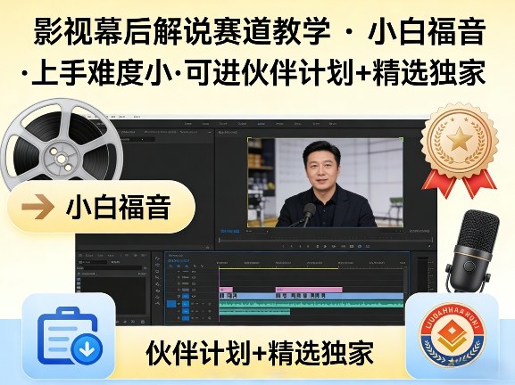 某大佬的影视幕后解说赛道教学，小白福音，上手难度小，可进伙伴计划+精选独家-亿佰盟网