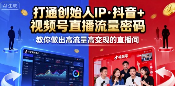 25年直播9-10两期线下课，打通创始人IP，抖音+视频号直播流量密码，教你做出高流量高变现的直播间-亿佰盟网