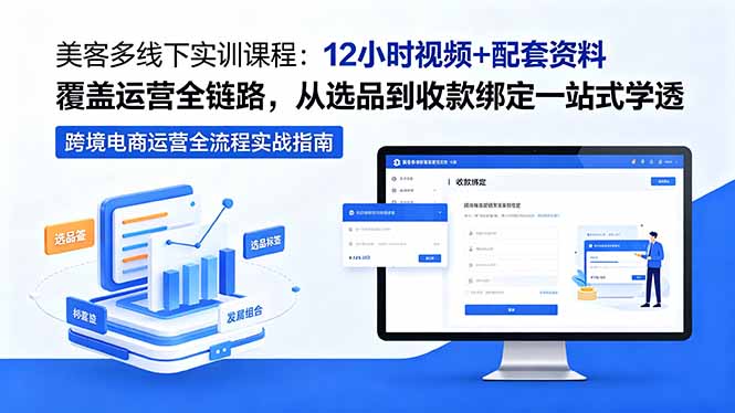 美客多线下实训课程：12小时视频+配套资料覆盖运营全链路，从选品到收款绑定一站式学透-亿起创业网-副业兼职月入过万-自媒体、引流推广、网赚项目、短视频、技术教程等创业项目资源