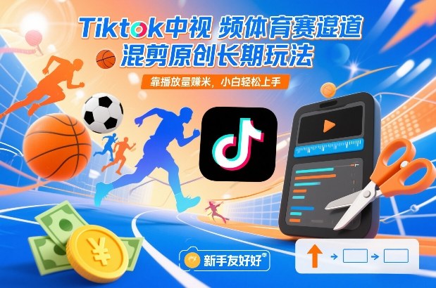 Tiktok中视频体育赛道混剪原创长期玩法，靠播放量賺米，小白轻松上手-亿佰盟网
