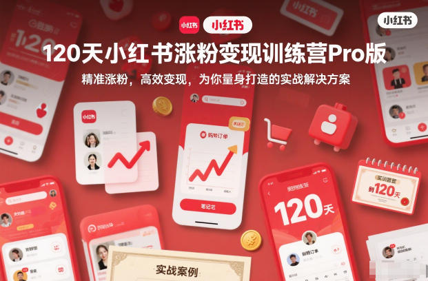120天小红书涨粉变现训练营Pro版，精准涨粉，高效变现，为你量身打造的实战解决方案-亿佰盟网
