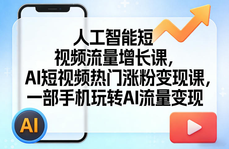 人工智能短视频流量增长课，AI短视频热门涨粉变现课，一部手机玩转AI流量变现-亿佰盟网
