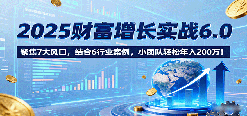 2025财富增长实战6.0,聚焦7大风口,结合6行业案例,小团队轻松年入200万!-亿佰盟网